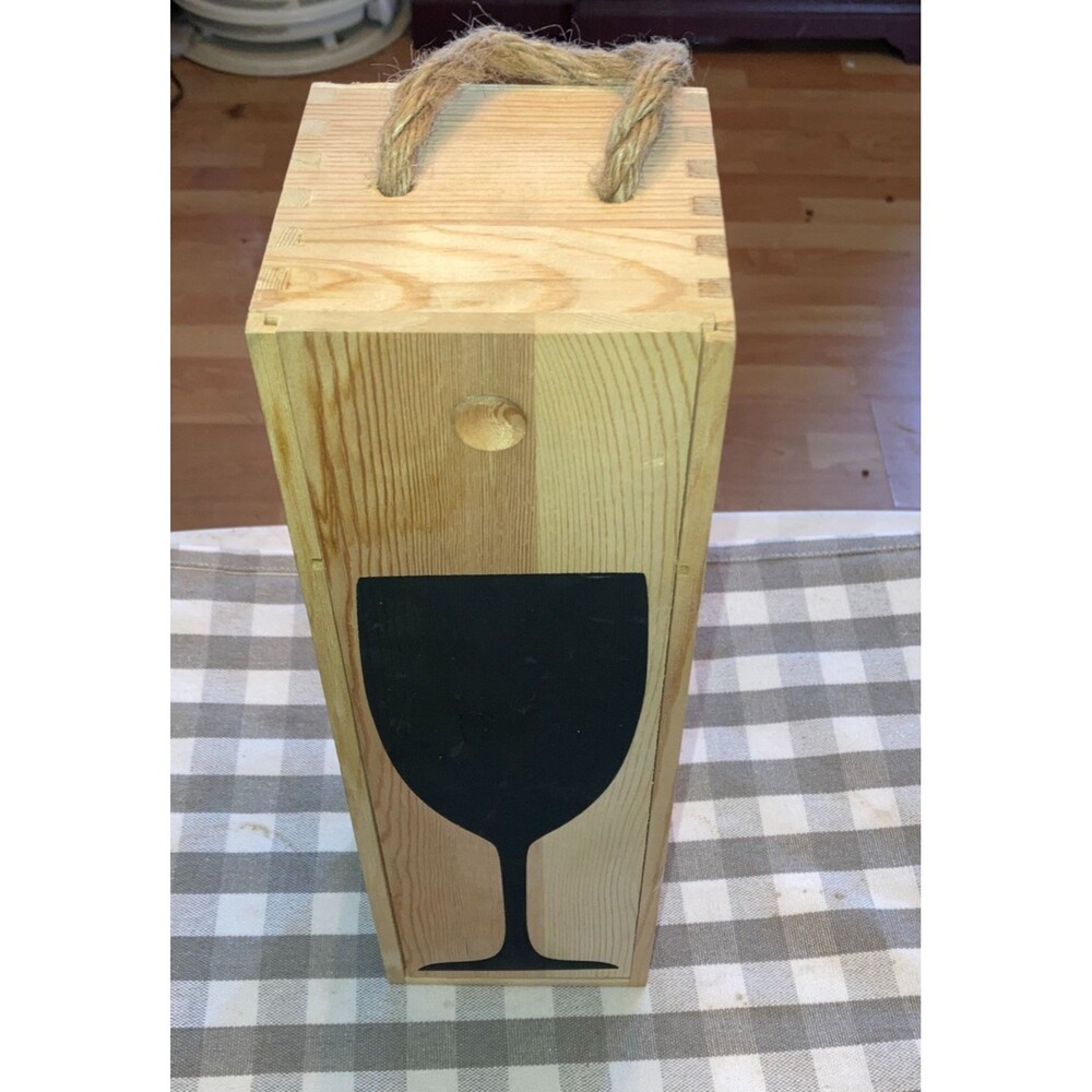 Argento SC Wood Wine Bottle Gift Box Carrier Sliding Lid Bottled Poetry Chalkboa